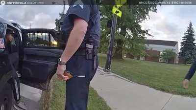 A Cleveland Heights PD cop almost caused a serious three car accident while making a traffic stop for a minor violation. A driver that had almost crashed due to the cop's reckless driving stopped to get the officer's info in order to file a complaint. The