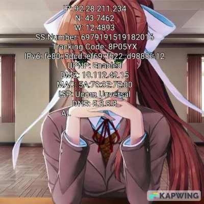 Monika at the end of the game