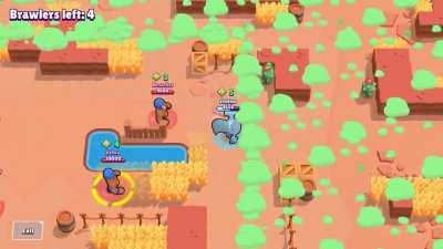 I tried to take down teaming primos...but it seems harder than u think especially becuz of that gadget..even though i teamed, i did it to get my super, in the end i lost cuz i used all my gadgets :/ still second place isnt bad