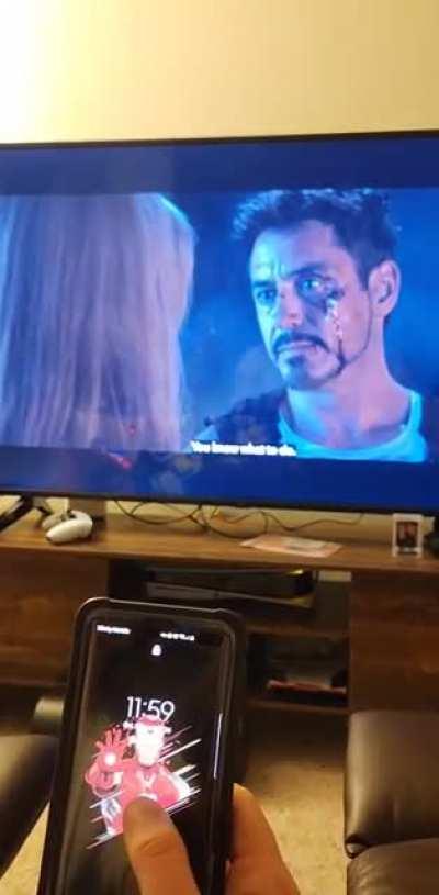 My boyfriend and I perfectly timed Iron Man 3 so he'd say this right at midnight