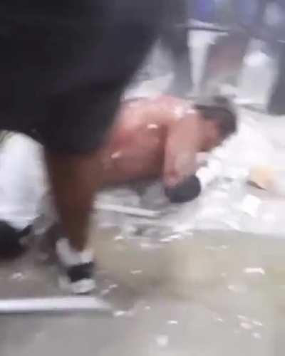 Right through a pallet.