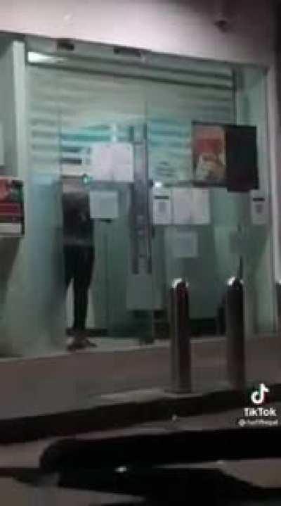 Bank auto close after 8 pm. Someone need to sleep outside tonight. XD