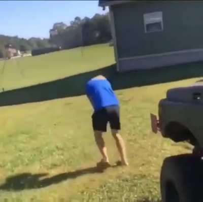 Showing off with a shotgun (no serious injury)