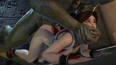 Mai Shiranui slipped her panties to the side and let her orc lover pound her pussy to multiple eye-rolling orgasms until her legs could barely support her (darsovin) [The King of Fighters]