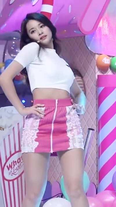 Tzuyu - pink skirt, white top, MPD, 'What is Love', MCOUNTDOWN 180412