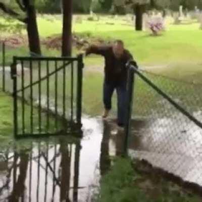 WCGW jumping over puddle