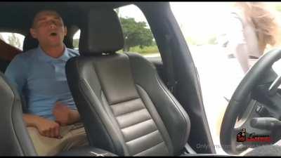 Latina Esperanza Gomez gives a blowjob in the car