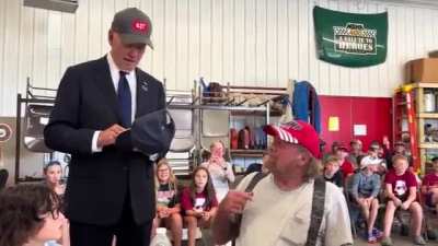 Joe Biden's exchange with a Trump supporter at a 9/11 memorial event with firefighters yesterday 