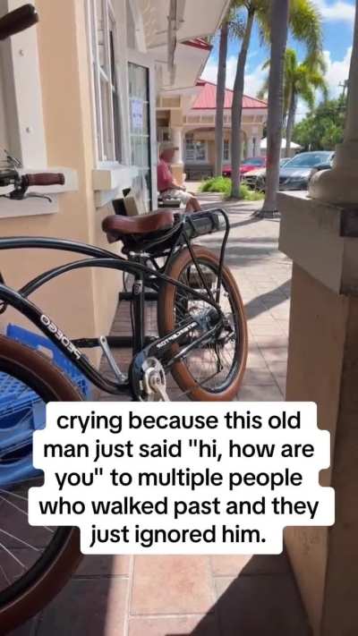 Faking sorrow at the sight of elderly folks alone