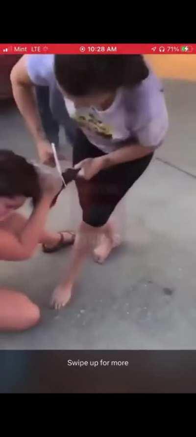 Pulled out her own car 