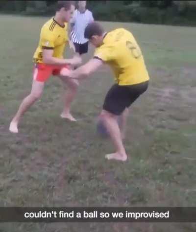 Nothing better than playing football/soccer with the boys with a bowling ball