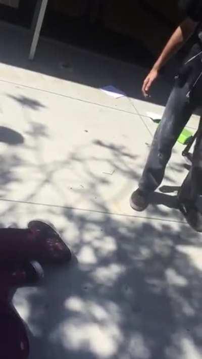 Bully tries to hit a blind kid and get knocked tf out