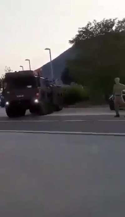 Idiot soldier hits a post. Bosnia and Herzegovina