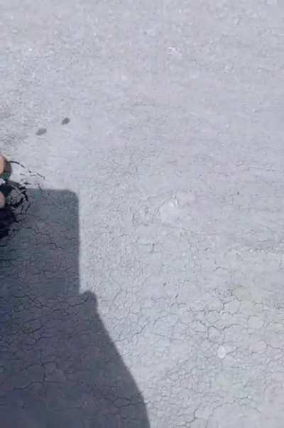 Asphalt melting under the scorching heat in Saudi