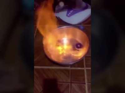 Beyblade fight in fire