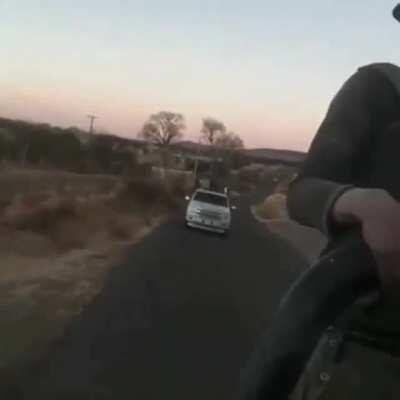 The narco guerra in full affect.. some places in mexico look like a mini war zone. Up armored vehicles, ak47's, drug labs, convoy patrols