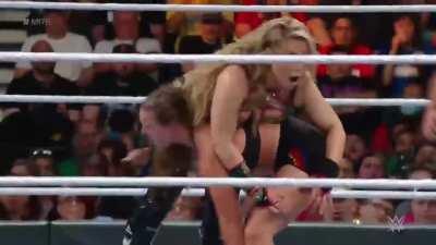 Impressive lift & carry by Ronda over Natalya