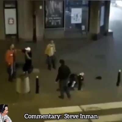 Man distributes naps generously after being approached by a gang of soy boys.