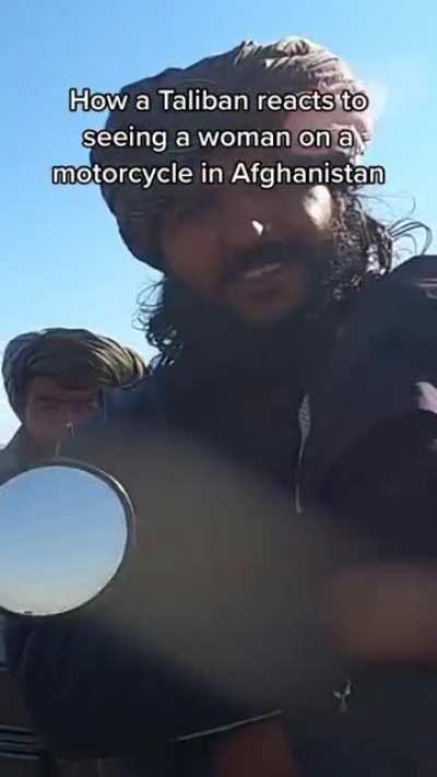 How a Taliban reacts to seeing a woman on a motorcycle in Afghanistan