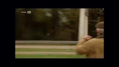 Releasing a falcon alongside a highway.