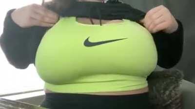 This sports bra really hides how big are... until they pop out
