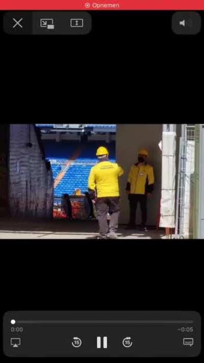 There are penguins at the Santiago Bernabeu.