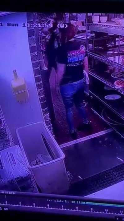 Placing a tray full of food on a dirty plastic bin