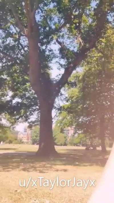 Maybe my bikni top was too little for the park, guys kept looking over when I was trying to chill out