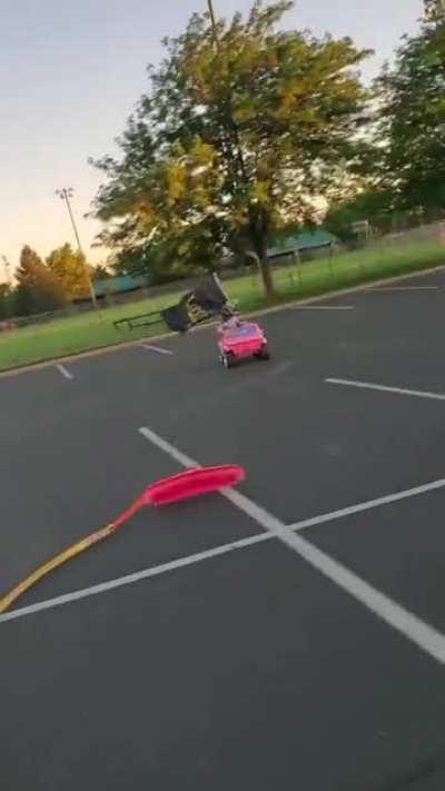 Towing a toy car