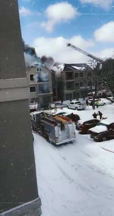Austin Texas: my neighbor’s apartment is on fire, we haven’t had power in 3 days and now some buildings are flooding.