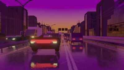 [ C I T Y D R I V E ] looping animation I made with outrun inspiration.