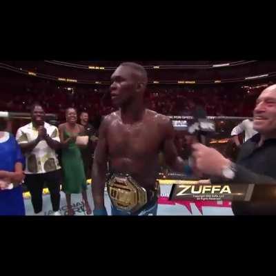 Izzy speaking in his native language in a post fight interview.