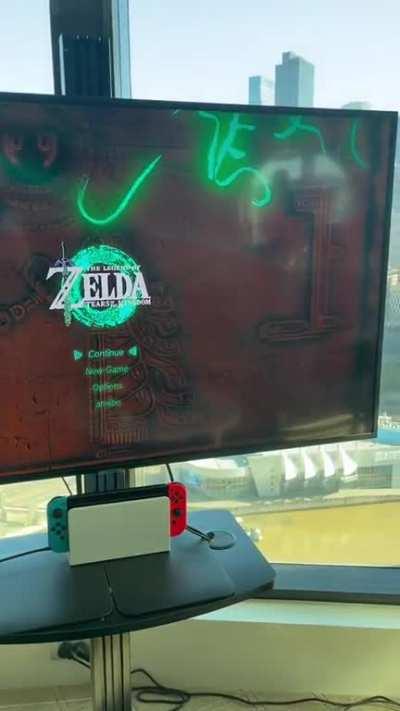 Video shows animated title screen with expaned Zonai mural (new shot+implications)