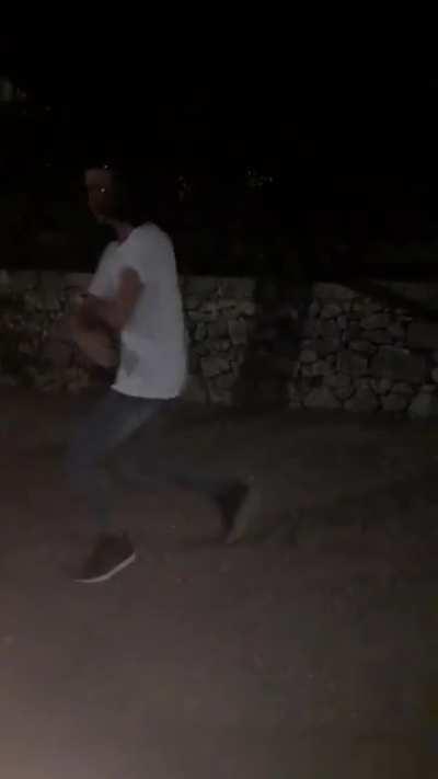 Weird guy fell off while he's dancing.