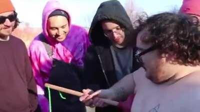 Super gluing plungers to your chest and than ripping them off with a car (Check zackass YT channel he is a crazy dude)