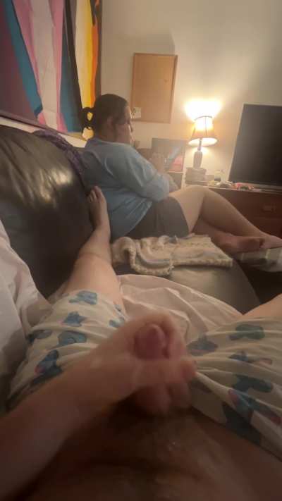 Ignoring him while he cums