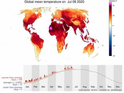 Summary of average daily temperatures around the world in 2020 [OC]