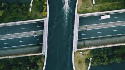 Veluwemeer water bridge in the Netherlands