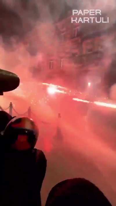 Georgian man with a firework gun