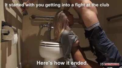 You picked a fight at the club but had to let him fuck your GF or he'd whoop your ass. Little did you know it was her plan all along.