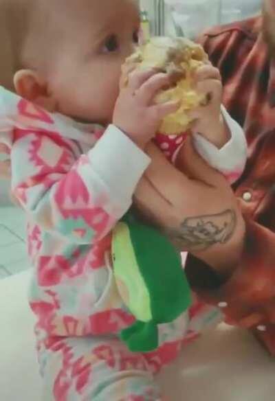 Babies first taste of ice cream