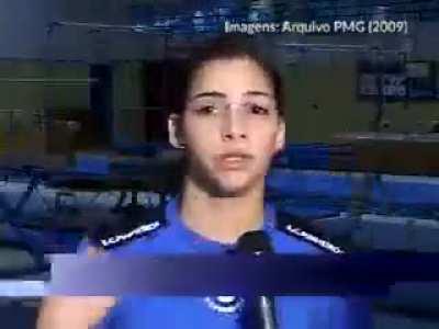 Matéria de 2009 mostrando Dayane dos Santos e Lais Souza treinando em Guarulhos, e uma menininha Rebeca Andrade🥈falando no final
