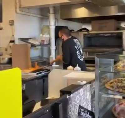 Pizza hot from the oven