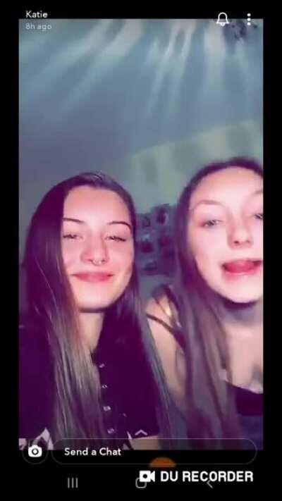 Katie licking the other katie