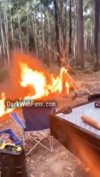 Lighting the campfire with your dirt bike