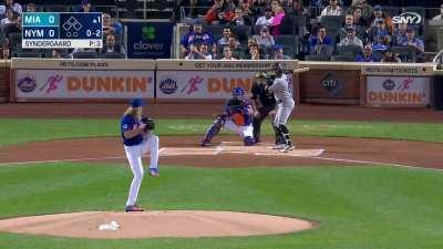 [Highlight] Noah Syndergaard strikes out the first batter he faces in two years. Would go on to pitch a 1-2-3 first with 2 Ks.