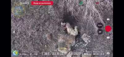 Drone Drops Injure Leg of Ukrainian infantry | Bender Group - 108th Regt. Kuban Cossacks