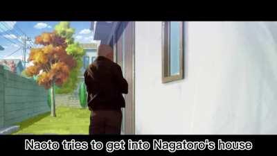 Naoto tries to get into Nagatoro's house