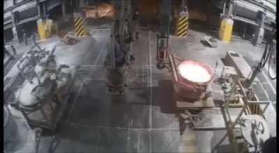 Lifting a smelter with a crane.