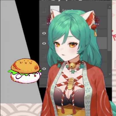 OMOCAT eating a BUN BUNNY burger